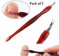 2pcs Nail Cuticle Pusher Art Fork Manicure Tool For Trim Dead Skin Fork Nipper Pusher Trimmer Cuticle Remover. 