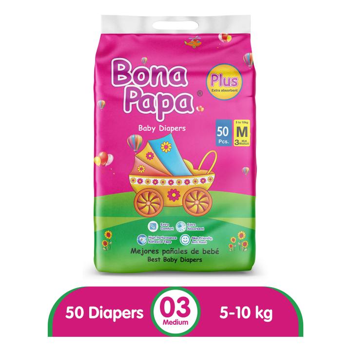 Bona Papa Plus Diapers - Plus Economy Pack Medium Size 3 - 50 Pcs - 5-10kg