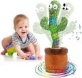 Rechargeable Dancing and Singing Cactus Toy with Recording Lighting Repeats What You Say Fun Toy Gifts for Boys and Girls. 