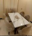 6 seater dinig set. 6 chair table and table top new designs uv marble textured top, customize colors theme available. 