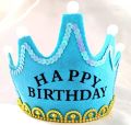 LED Happy Birthday Blue Headband Light up Crown Cap for Kids. 