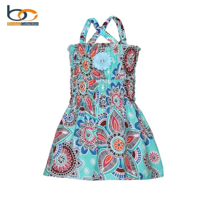 Bindas Collection Summer Mix Cotton Printed Frock For Girls