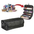 Roll N Go Cosmetic Bag - Pink & black. 