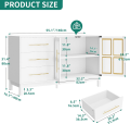 Arqam.B Sideboard Buffet Cabinet with Storage, Modern Coffee Bar Storage Cabinet with LED Light, 3 Drawers & 2 Acrylic Glass Doors, Wood Buffet Table for Kitchen, Living Room, White 8 (1) (To be customise). 