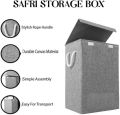 Fabric Laundry Basket Hamper Lid & Handle Ideal for Clothes Storage Fabric Storage Box & Square Baskit Bins Cloth Organizer Cubes Organizer with Handles Jewelry And Makeup Storage Box with Dual Handles. 