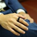 Modyle 2023 New Fashion Black Chain Wedding Ring for Men Punk Vintage Stainless Steel Finger Jewelry Male Rotating Chain Ring. 