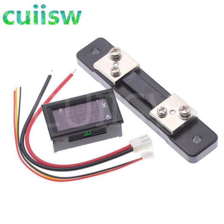 For 0-100V/50A Red Blue Digital Voltmeter Ammeter 2in1 DC Volt Amp Meter W/ Shunt Promotion