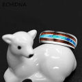 Fashion Unisex Wooden Abalone Shell Titanium Steel Ring Wedding Party Jewelry. 