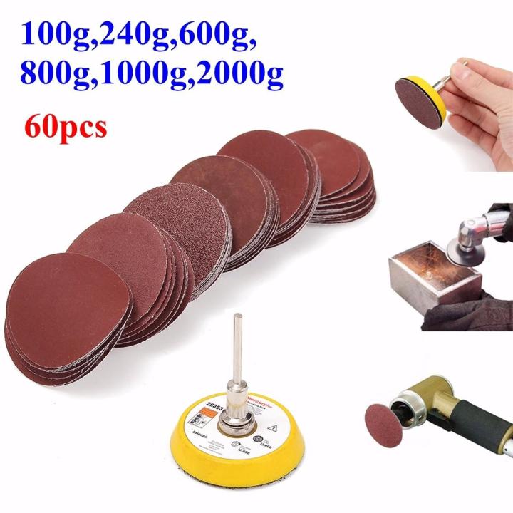 2inch 50mm Loop Tools DIY Sanding Pad 3mm Shank with 60pcs 100 to 2000 Grit Sand Sander