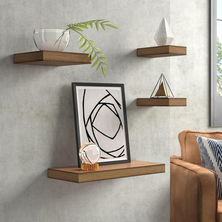 Set of 4 Pure Wood Floating Wall Shelf
