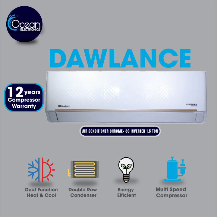 Dawlance 1.5 Ton AC Chrome+ inverter 30 / Heat and Cool with 12 Years  Compressor Warranty