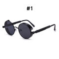 VIVIBEE Vintage Steampunk Red Sunglasses Men Round Punk Alloy Metal Retro Sun Glasses Women 2024 Goggles Gothic Style Shades. 
