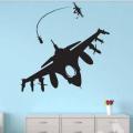 Modern Air Force Fighter Plane Wall Sticker self adhesive decal vinyl  for boys, girl, students, office, business, restaurants, interior, home decor decoration - Black color- 4 x 2 feet. 