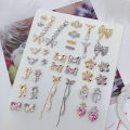 Nail Art Stickers LZ Internet celebrity big bow pendant real gold color-retaining copper inlaid zirconia nail jewelry flower love zircon nail sticker. 