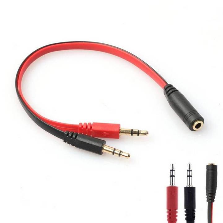 SPTM Audio Splitter 3.5mm Plug Jack Stereo Audio Splitter Earphone Headset Mic Cable Adapter Connector Noodle Extension Cord| Shopikbuzz