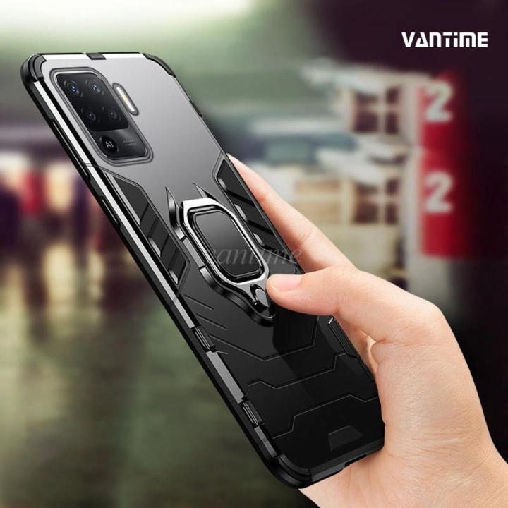 Vantime for OPPO F19 Pro Case Hard Shockproof Stand Holder Cover