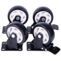 Castor 4Inch Wheels 4Pice Set Heavy Duty PU Rubber Swivel Trolley Furniture Caster with Brakes Black. 