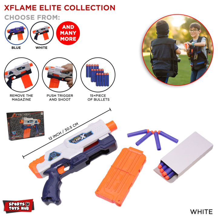 XFlame Elite Collection, Warrior Nerf Toy_Gunn 10 Darts Capacity With Removable Magazine, Rapid Fire_ Sports Shooting_ Practice Nstrike_Gunn For Kids, Enjoy Space Wars_ Strike Foam Blasters Activity For Kid Teenagers & Children Toys Best Gift Girl & Boys