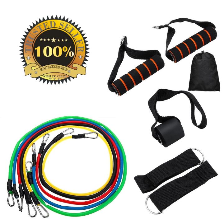 11 Pieces Boxing Pull Rope Resistance Bands Natural Latex Bands With Comfortable Handles