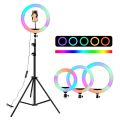 Colorful LED RGB Ring Light MJ26, MJ33, MJ36, MJ45 with 7 Ft Tripod Stand and Phone Holder, Multicolor Round Shape Light with Different Color Modes and Brightness Level for Phone Camera, Selfie Live Stream, Video Shooting and Makeup. 
