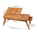 Multipurpose foldable adjustable laptop table stand for bed and sofa with USB cooling fan and drawer. 