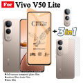 3 IN 1 Vivo V50 Lite 4G Ceramic Tempered Glass for Vivo V50 Lite V40 Lite 5G Camera Lens Glass Screen Protector and Back Film. 