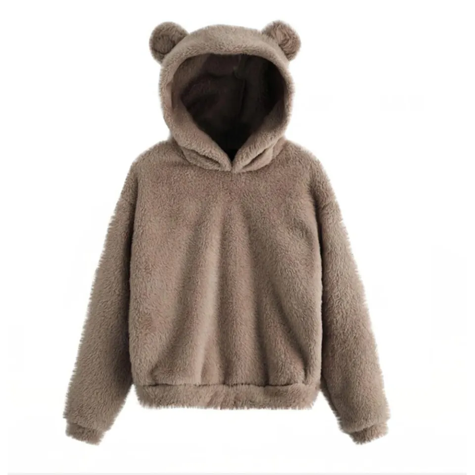 Fluffy jumper with hood best sale