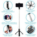 Wireless 4 in 1 Selfie Stick Tripod Stand With Light, Selfie Stick With Mobile Holder With Remote Bluetooth Selfie Stick Tripod Stand Selfie Stick With Bluetooth Shutter Button foldable Extendable 70CM. 