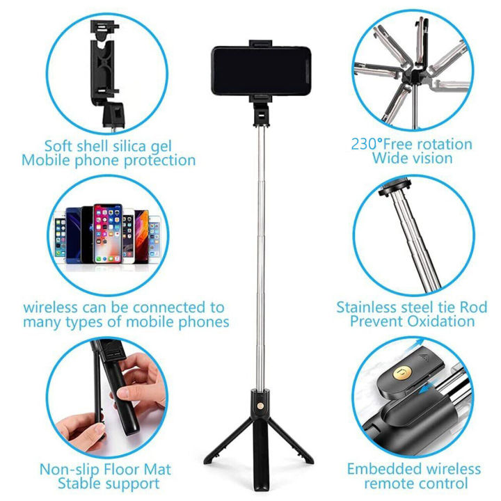 Wireless%204%20in%201%20Selfie%20Stick%20Tripod%20Stand%20With%20Light,%20Selfie%20Stick%20With%20Mobile%20Holder%20With%20Remote%20Bluetooth%20Selfie%20Stick%20Tripod%20Stand%20Selfie%20Stick%20With%20Bluetooth%20Shutter%20Button%20foldable%20Extendable%2070CM%20-%20Image%207