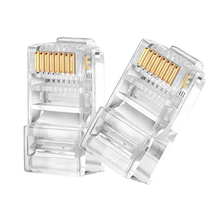 RJ45 CAT5 & CAT5E Pass Through Modular Plug Network Connector (25 Pieces)