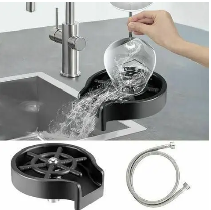 Glass washer - Glass washer for kitchen - Glass Rinser Cup Bottle Washer Cleaner for Kitchen Sinks, Kitchen Sink Accessories Attachment Stainless Steel Brushed Nickel