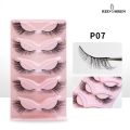 RED SIREN Cat Eye Lashes 5 Pairs Winged Wispy Natural False Eyelashes Makeup Fox Eye Faux Mink Eyelashes. 