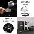 Double-Layer Stainless Steel Vacuum Cup Set,500ml Vacuum Insulated Water Bottle Flask Set with 3 Cups Hot & Cold  Tea, Coffee, Water Bottle Outdoor Travel. 