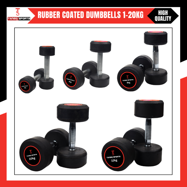 Pair of 1kg 2kg 3kg 4kg 5kg 6kg 8kg 10kg 12kg 15kg Rubber Coated Dumbbell Fitness Home Gym Home Exercise Dumbell