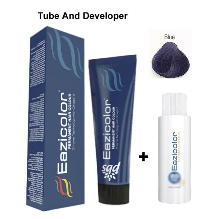 Eazicolor Professional Hair Color Tube And developer Color Shade Blue- 60 ml Excellent Quality