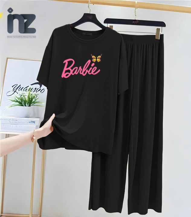 Women oversized Relax In Comfortable Printed T-Shirts and trouser for Girls