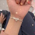 Fashion Jewelry Silver Cute Sweet Bow Bell Girl Bracelet Ladies Girl Elegant Trend Charm Bracelets For Girls Stylish Festive Birthday Friends Gift Jewelry Soomas Jewels Bracelets For Women. 