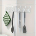 6Row Multipurpose Hooks Nail-free Transparent Holder Strong Self Adhesive Wall Hook Kitchen Bathroom Traceless Hanger Stickers.. 