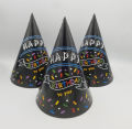 HAPPY BIRTHDAY BLACK THEME BIRTHDAY CAPS PACK OF 10 BIRTHDAY PARTY CAPS. 