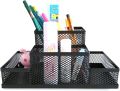 Metal Mesh Desk Organizer, Pen Holder, Large Desk Organizer, Multifunctional Desk Organizer Set, Office Accessories, Office Desk Organizer, Metal Office Table Accessories, 4 in 1 Compartment Desk Organizer, Small Office Table Desk Accessories Set.. 