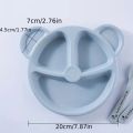 5pcs Cartoon Dinner Plate Set With Divided Plate, Fork And Spoon Baby Feeding Plate Adorable Cartoon Animal Kids Bear Plate Section Dinner Plate Durable Plastic, Perfect For Toddlers Kids Adults Ideal For Home School Restaurant. 