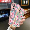JIUMOO For Tecno Spark 8 Pro Case Cartoon Fashion Flower Side Edge Square Pattern Luxury Plating Phone Case Full Camera Casing Shockproof Protection Cases Soft Back Cover Softcase. 
