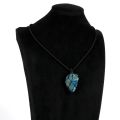 Women Men Natural Blue Apatite Phosphorite Pendant Necklace Rope Braided Wrap Gem Stone Adjustable Sweater Chain Jewelry 70mm. 