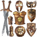 2025 Guanghan Bronze pirate battle armor dragon-shaped lion shield buckler horn shield eye mask mask set. 