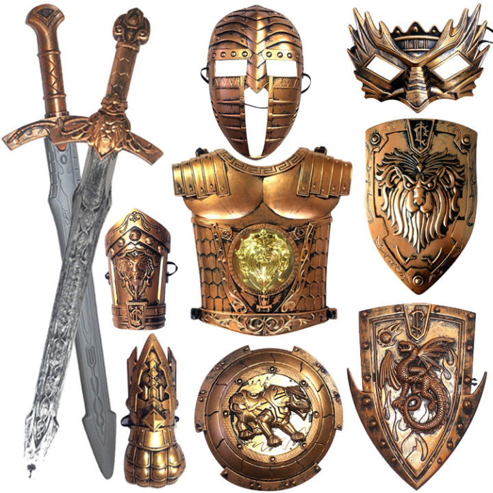 2025 Guanghan Bronze pirate battle armor dragon-shaped lion shield buckler horn shield eye mask mask set
