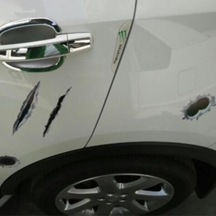 Cool Funny Bullet Hole Pattern Car Motorcycle Helmet Bike DIY Sticker Decal