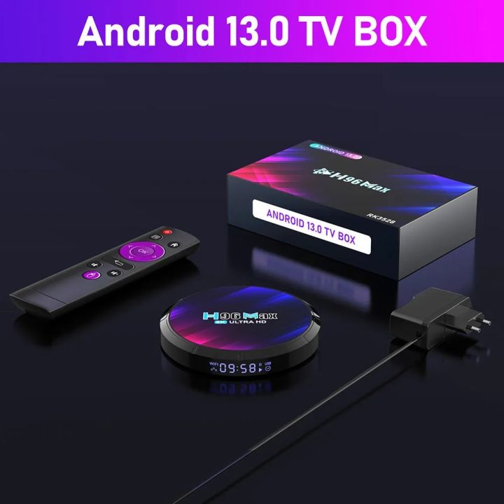 Android 13.0 TV Box,H96 Max DDR4 4GB RAM 64GB ROM RK3528 Quad-Core 64bit WiFi6 Dual 2.4G/5.8G WiFi Ethernet 1000M BT5.0 8K HDR10+ Ultra HD USB3.0 Smart Home Player