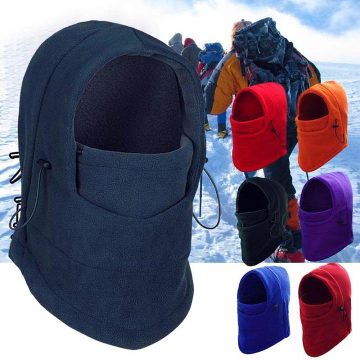 Mens Thermal Fleece Balaclava Hat Hooded Neck Warmer Winter Sports Face Mask Ski Bike Motorcycle Helmet Beanies Masked Cap - Black/Grey
