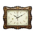 Hitco Square Antique Wall Clock - Unique Design Wall Clocks - Wall Clocks for Bedroom / Living Room / Decor - Square Clock Wall Stylish - Decorating Item - Golden Clock. 