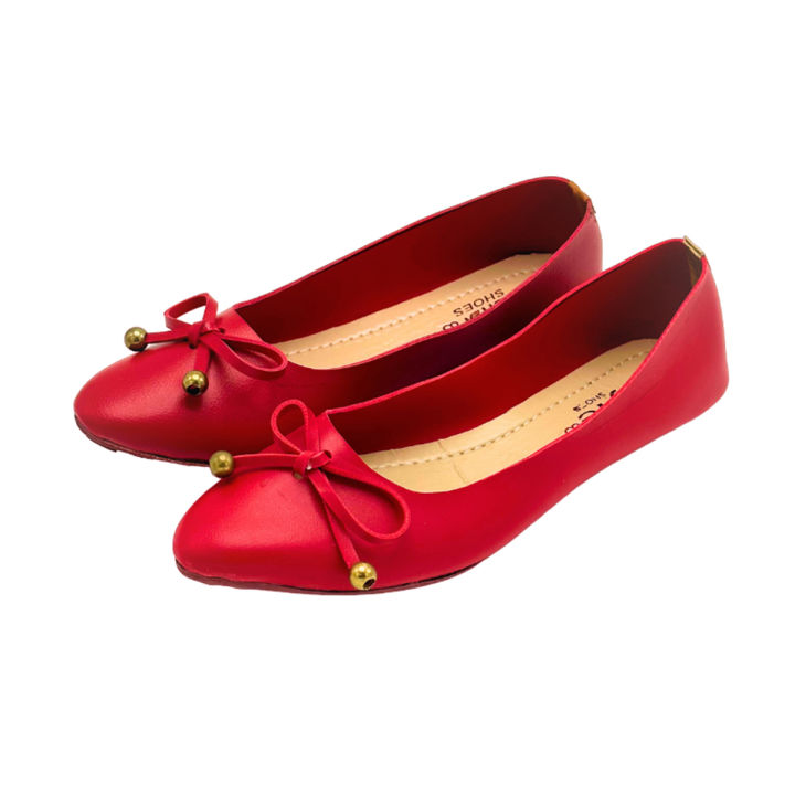 Ultra-Light Pretty Red, Yellow, and Black Ladies' Pumps with Ultra-Soft Cushioning Like Feathers, Minimalist Ribbon Knot Design – Essential for Everyday Use, University/College, Office, and Casual Wear
